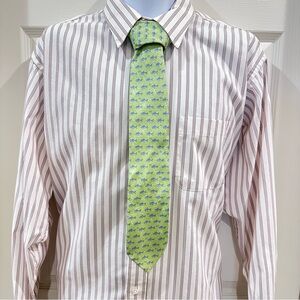 Tommy Hilfiger Lime Green Shark Pattern Silk Tie